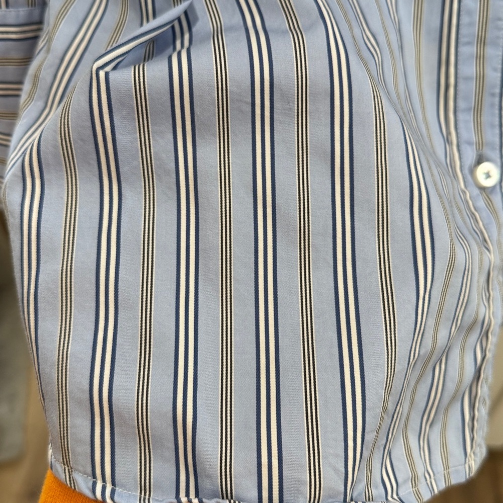 J. Mclaughlin Blue Button Down Striped Blouse Shi… - image 5